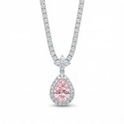 925 Silver Elegant Pink Teardrop Necklace