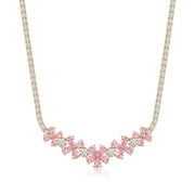 925 Silver Soft Pink Flower Necklace – Gold Plated