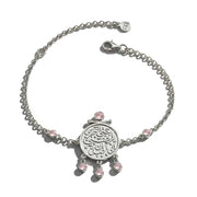 Bracelet "Hatta Al Qamar Yorafekni Ela An Asel" with Pink Stones 925 Silver