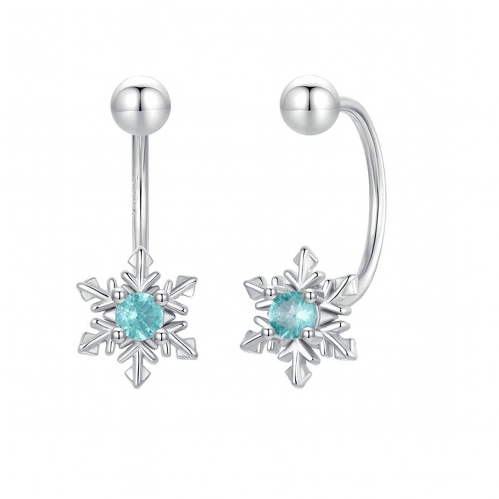 “Blue Snowflake” 925 Silver Earrings