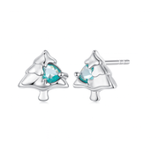 حلق "شجرة لامعة بحجر أزرق" فضة عيار 925