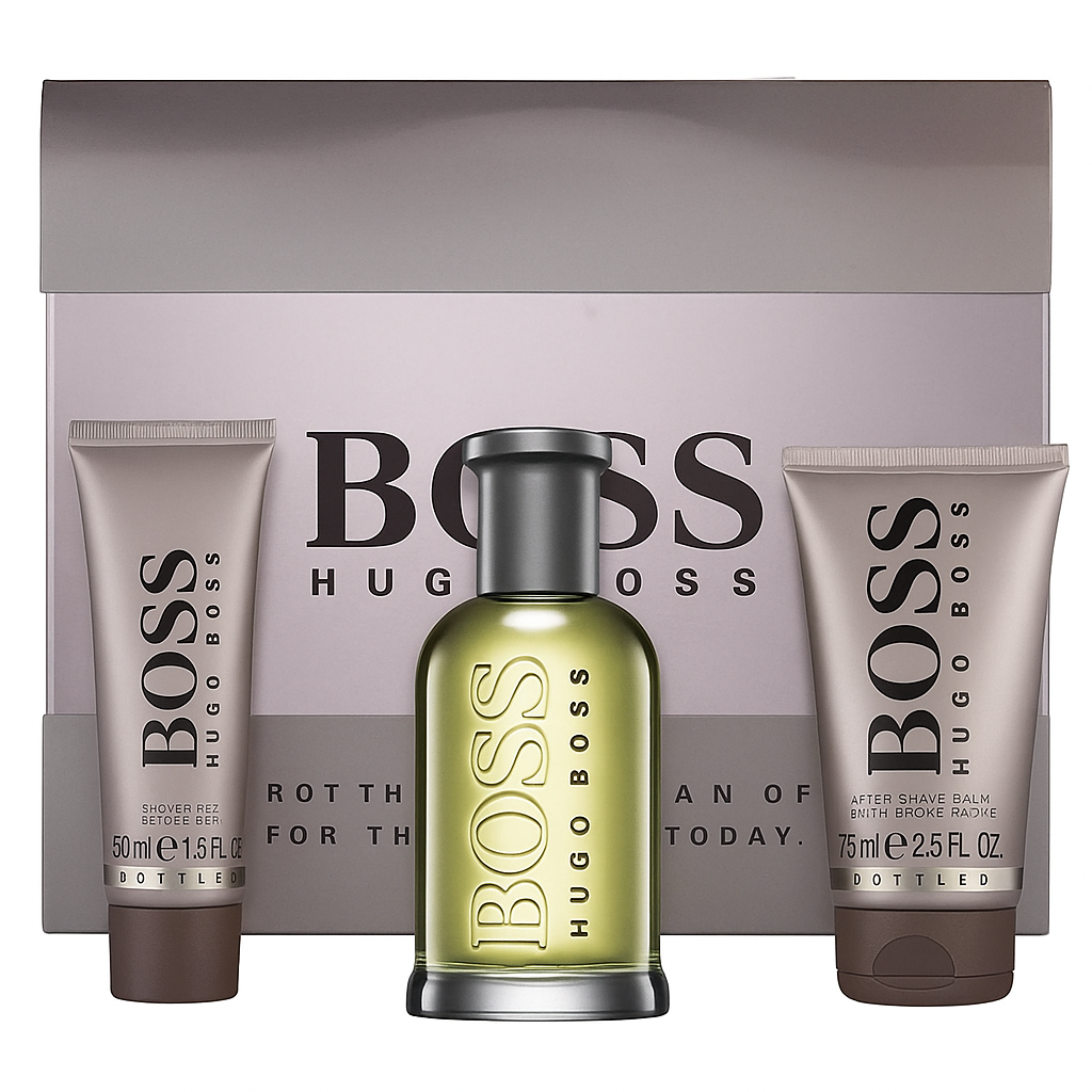 مجموعة عطر بوص بوتيلد انتنس من هوجو بوس للرجال - عطر أو دو تواليت 100 مل، وجل استحمام 50 مل، وبلسم بعد الحلاقة 75 مل