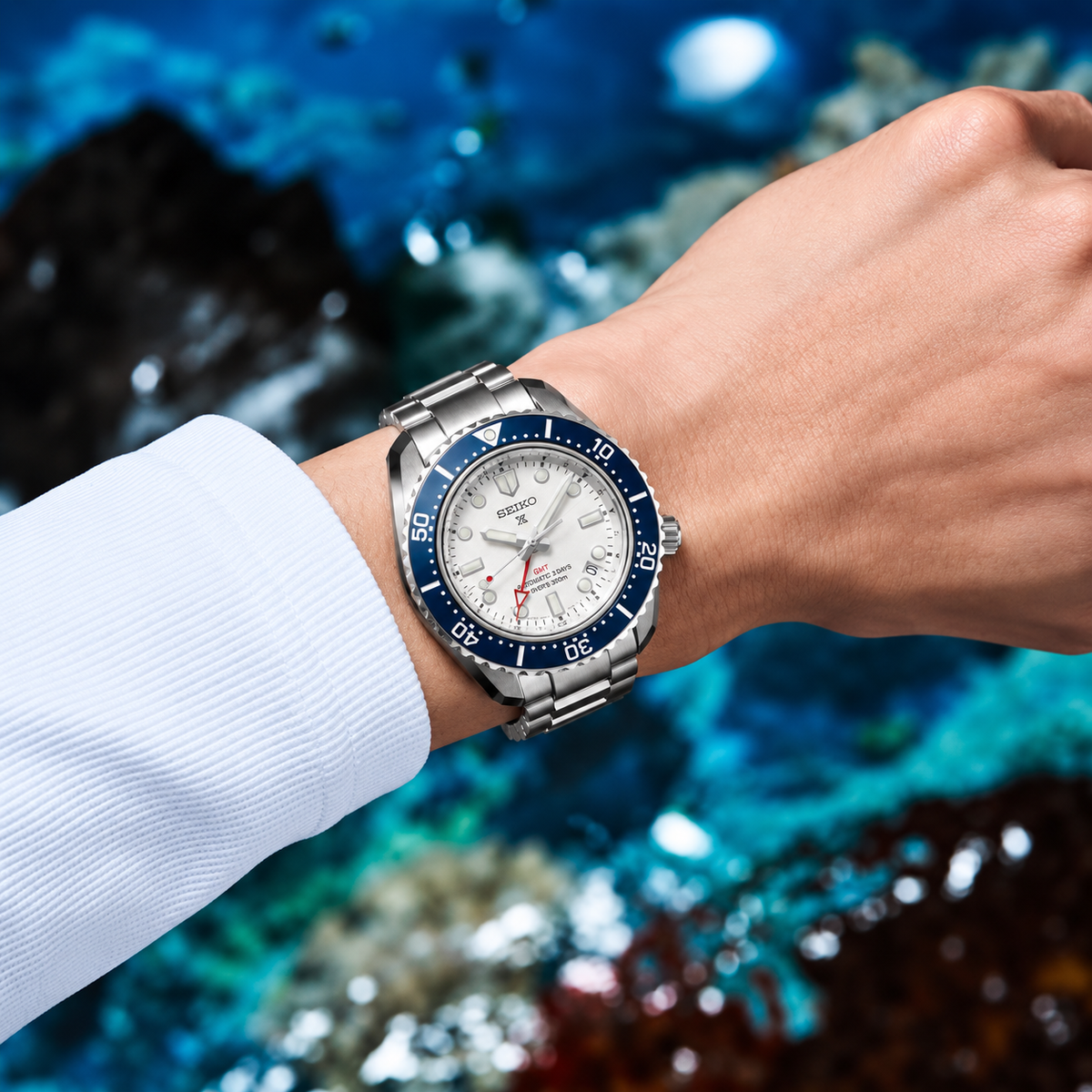 Seiko Prospex GMT White Dial Men's Watch