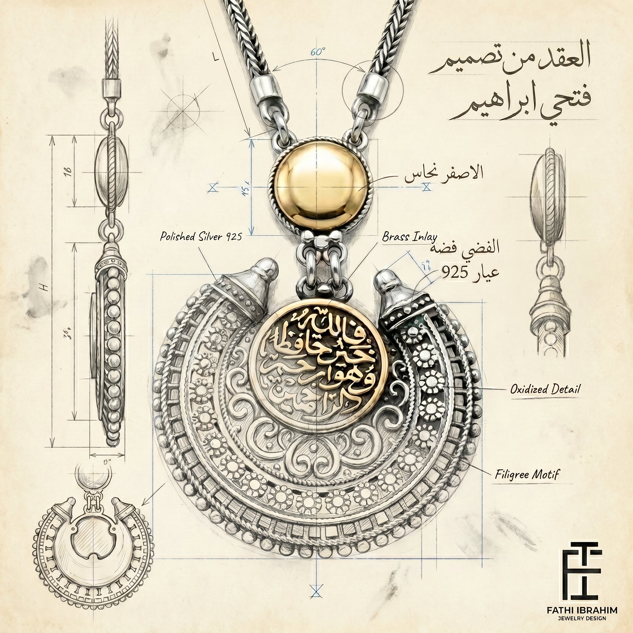 Arabic Necklace Engraved with "Fa Allah Khair Hafizan Wa Huwa Arham Al-Rahimeen" – 925 Sterling Silver
