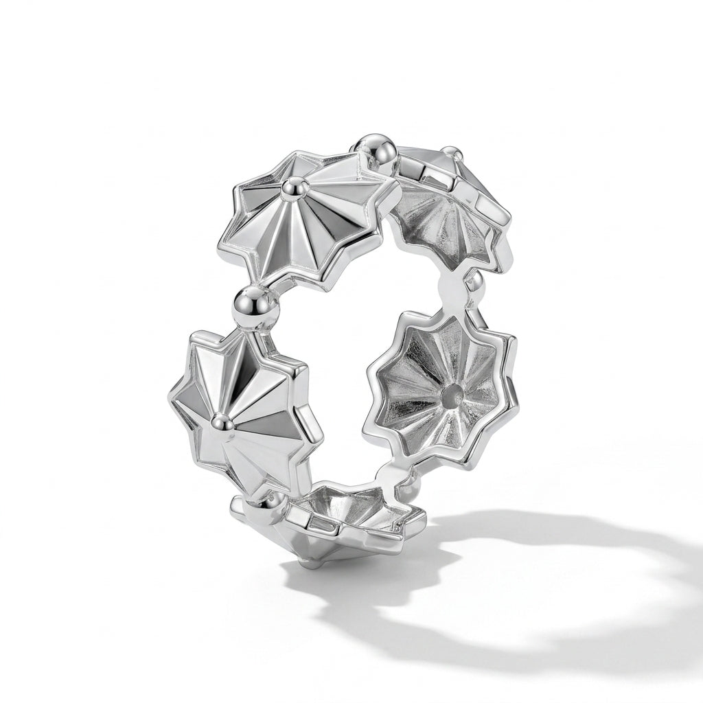 925 Silver Geometric Star Ring – Modern Design