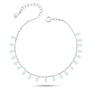 925 Silver Anklet with Sparkling Oval Zircon Stones