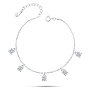 925 Silver Anklet with Sparkling Round Zircon Stones