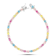 925 Silver Bracelet with Vibrant Zircon Colors