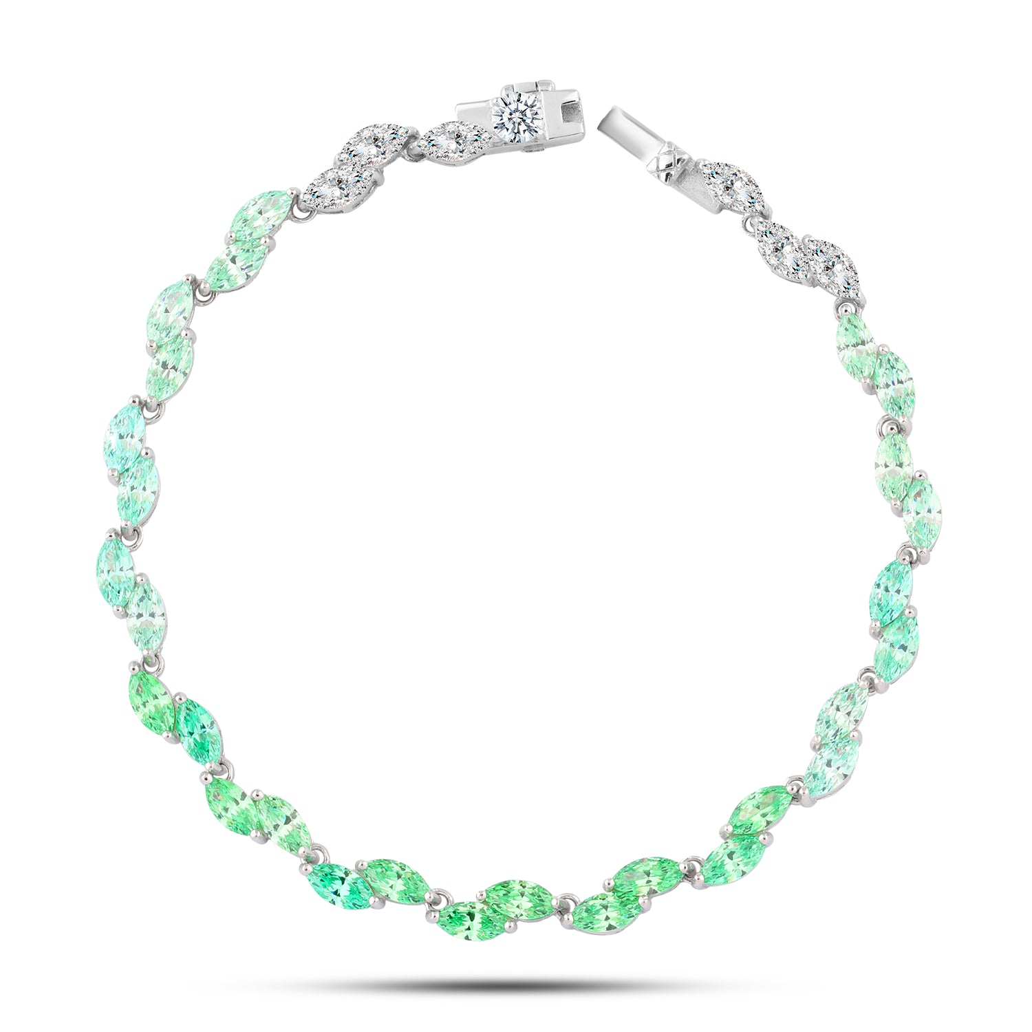 انسيال فضة عيار 925 بتصميم أحجار خضراء فاخرة