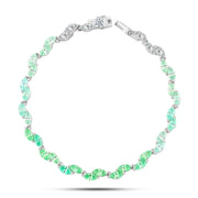 انسيال فضة عيار 925 بتصميم أحجار خضراء فاخرة