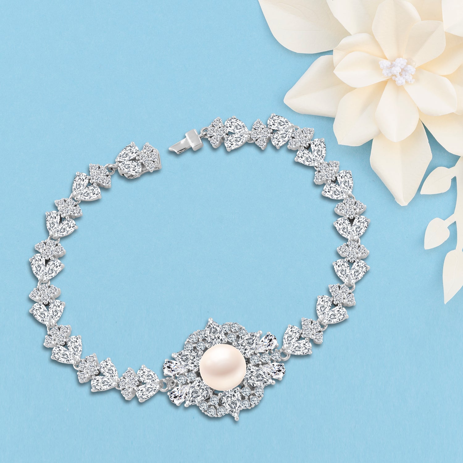 Bracelet "Pearl Flowers" 925 Sterling Silver