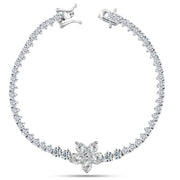 925 Silver Bracelet with a Flower Design Adorned with Sparkling Zircon Stones