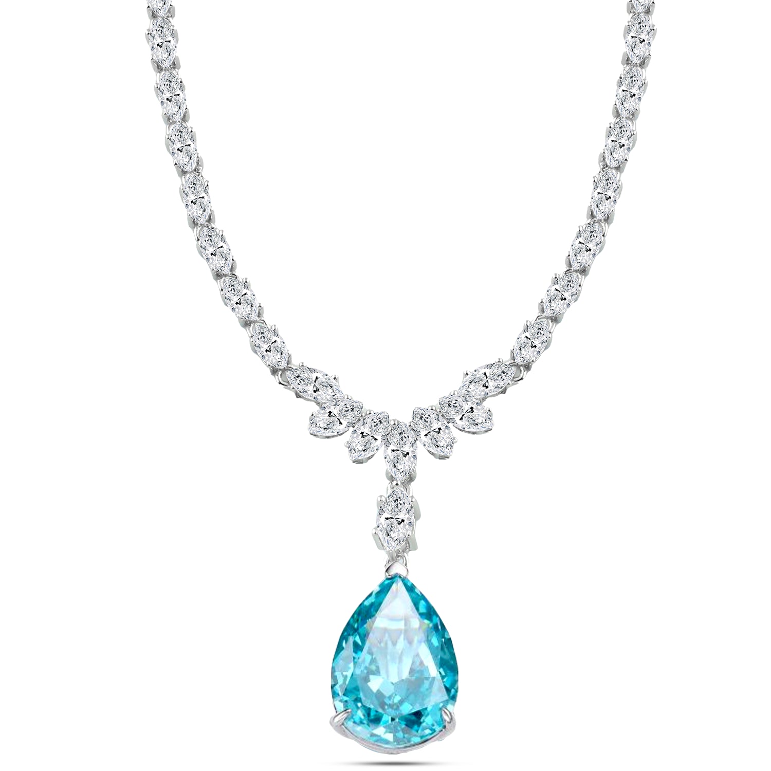 925 Sterling Silver Royal Design Necklace with Sparkling Zircon Stone
