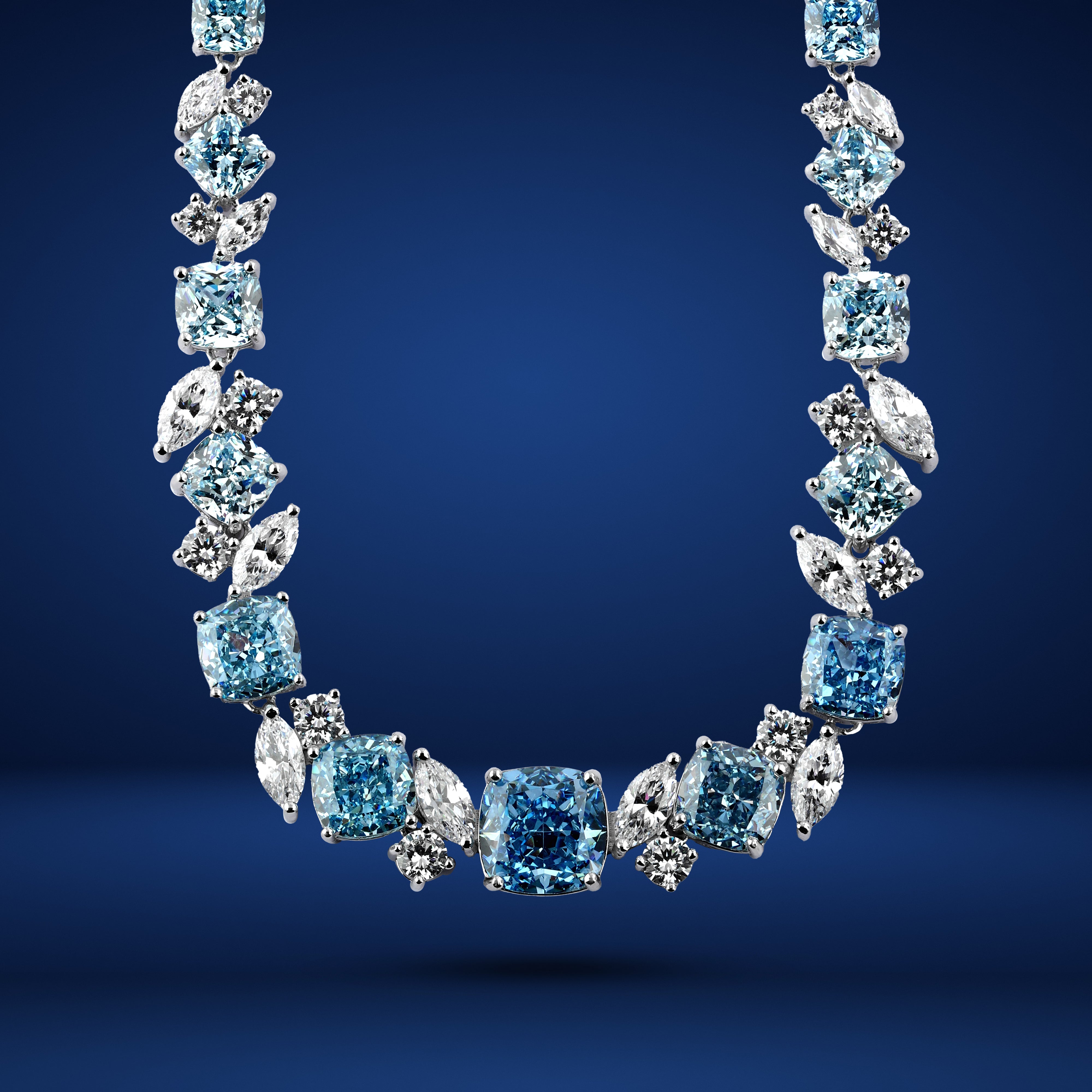 Sea Breeze Necklace – 925 Silver with Blue Ice Crushed Stones