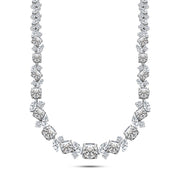 925 Sterling Silver Shining Flowers Necklace with Zircon Sparkle