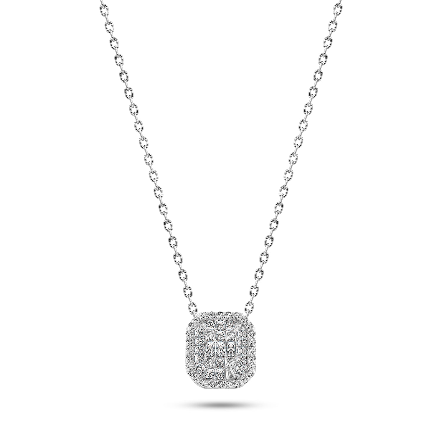 Silver Glow Necklace 925 Sterling Silver Adorned with Sparkling Zircon Stones