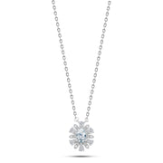 925 Silver Necklace with Elegant Flower Design and Zircon Stones