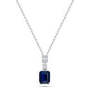 Royal Blue Rectangular Stone Necklace – 925 Silver