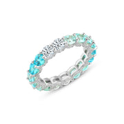 925 Silver Gradient Zircon Ring with White and Blue Stones in a Full Eternity Design

