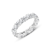 Italian 925 Silver Ring with Continuous Zircons and Unique Side X Design
