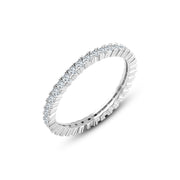 925 Silver Thin Ring with Fine Zircons and Grooved Hollow Base

