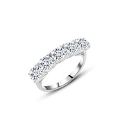 925 Sterling Silver Classic Ring with Five Sparkling Zircon Stones

