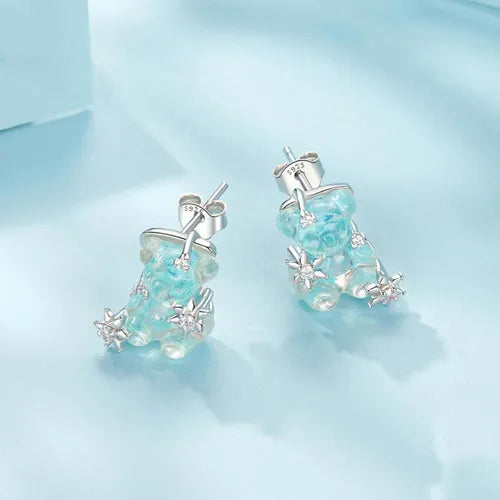 Blue Resin Bear 925 Silver Charm