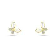 925 sterling silver butterfly earring studded with zircon stones and white mother-of-pearl