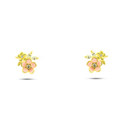 حلق فضة بتصميم زهرة وردية مطلية الذهبي – فضة عيار 925