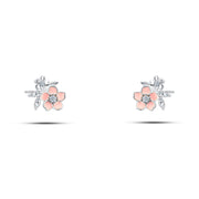 حلق فضة بتصميم زهرة وردي  – فضة عيار 925