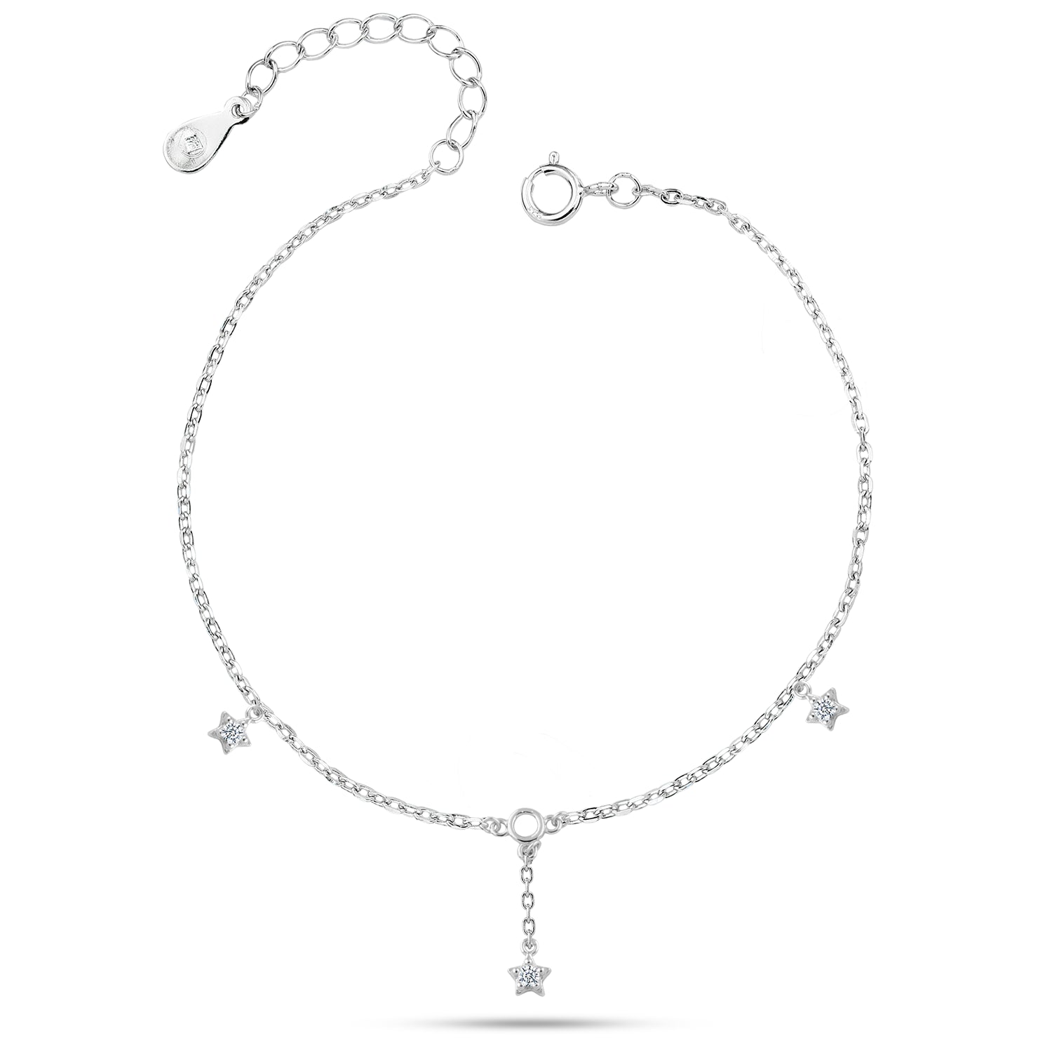 Shiny Stars 925 Silver Anklet