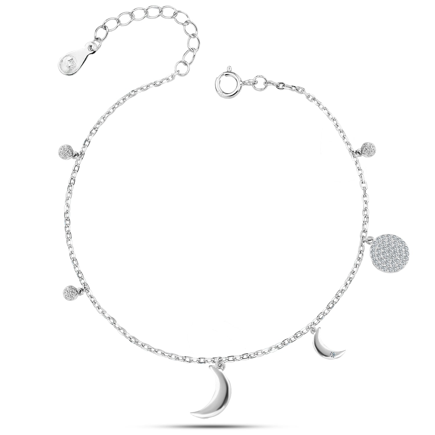 Crescent 925 Silver Anklet