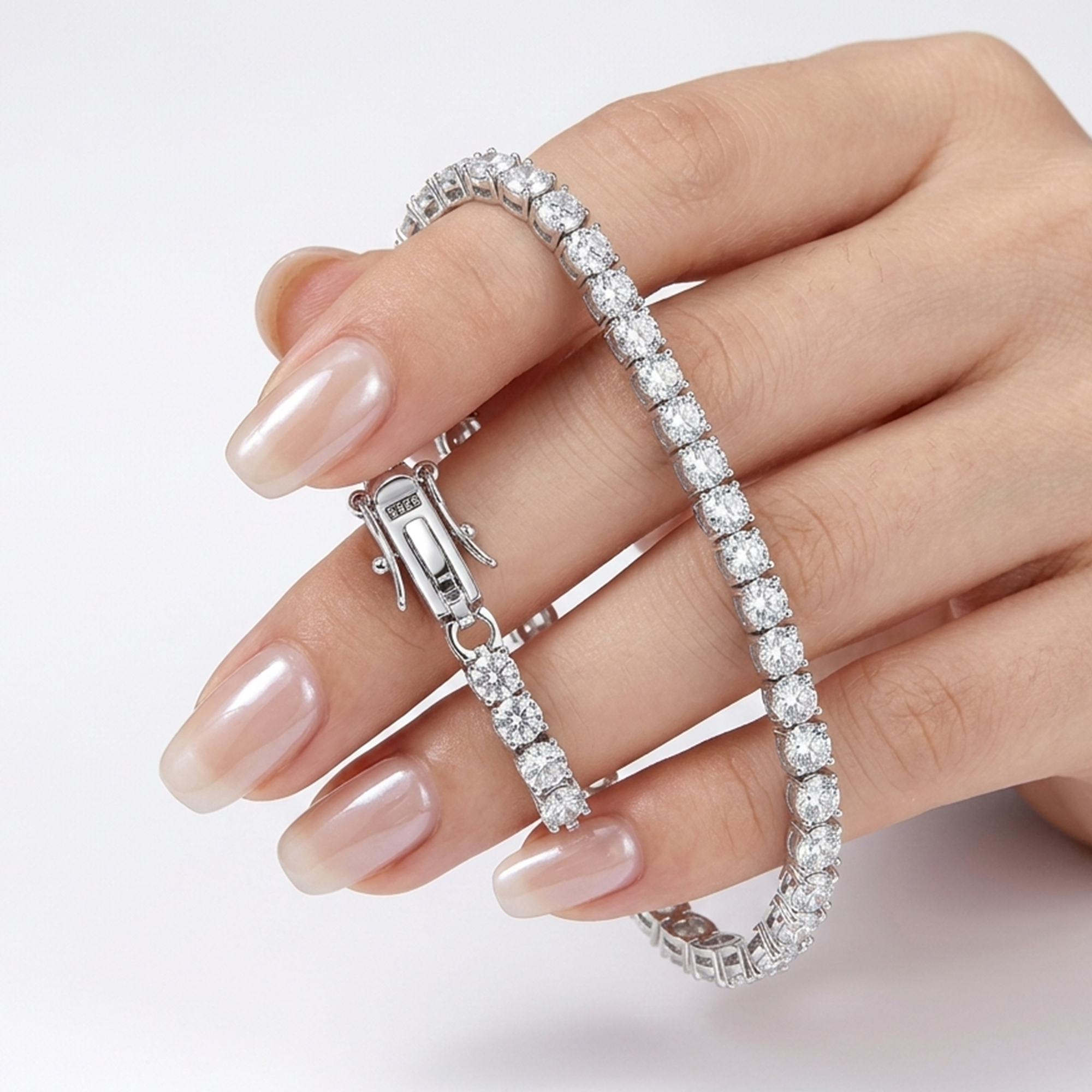Tennis Bracelet with Round Stone Settings – 925 Silver