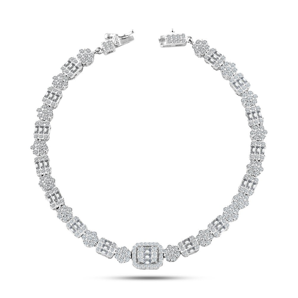 Diamond Crown Bracelet Royal Design in Italian 925 Silver with Zircon Stones
