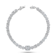 Diamond Crown Bracelet Royal Design in Italian 925 Silver with Zircon Stones
