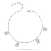 Square Sparkle Bracelet – 925 Sterling Silver with Shimmering Zircon Stones