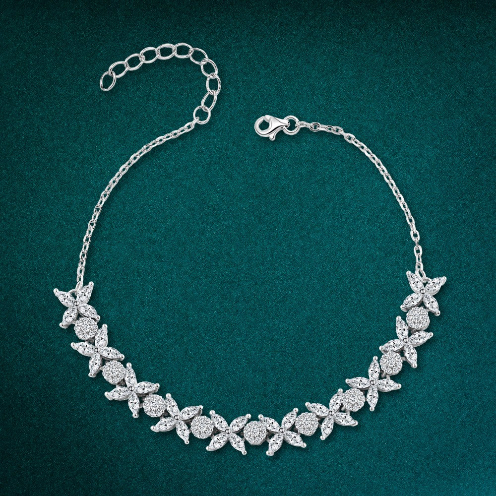 Sparkling Zircon Butterflies Bracelet – 925 Sterling Silver