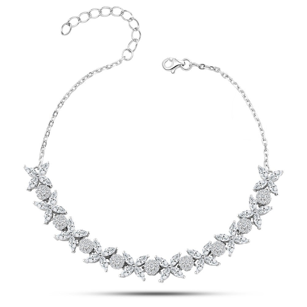 Sparkling Zircon Butterflies Bracelet – 925 Sterling Silver