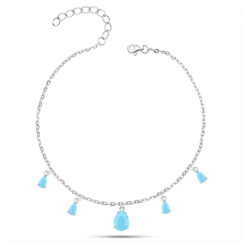 Sky Drops Bracelet – Delicate Design in 925 Sterling Silver with Dangling Stones