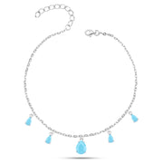 Sky Drops Bracelet – Delicate Design in 925 Sterling Silver with Dangling Stones