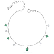  green Zircon 925 Silver Bracelet