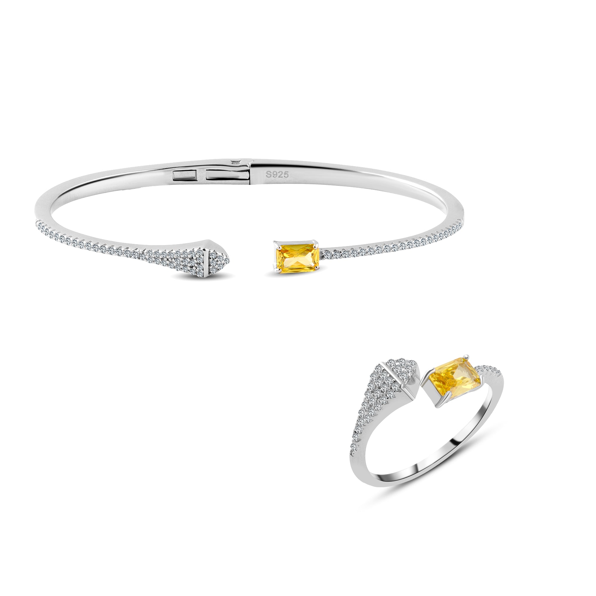 Classic Zircon 925 Silver Bangle