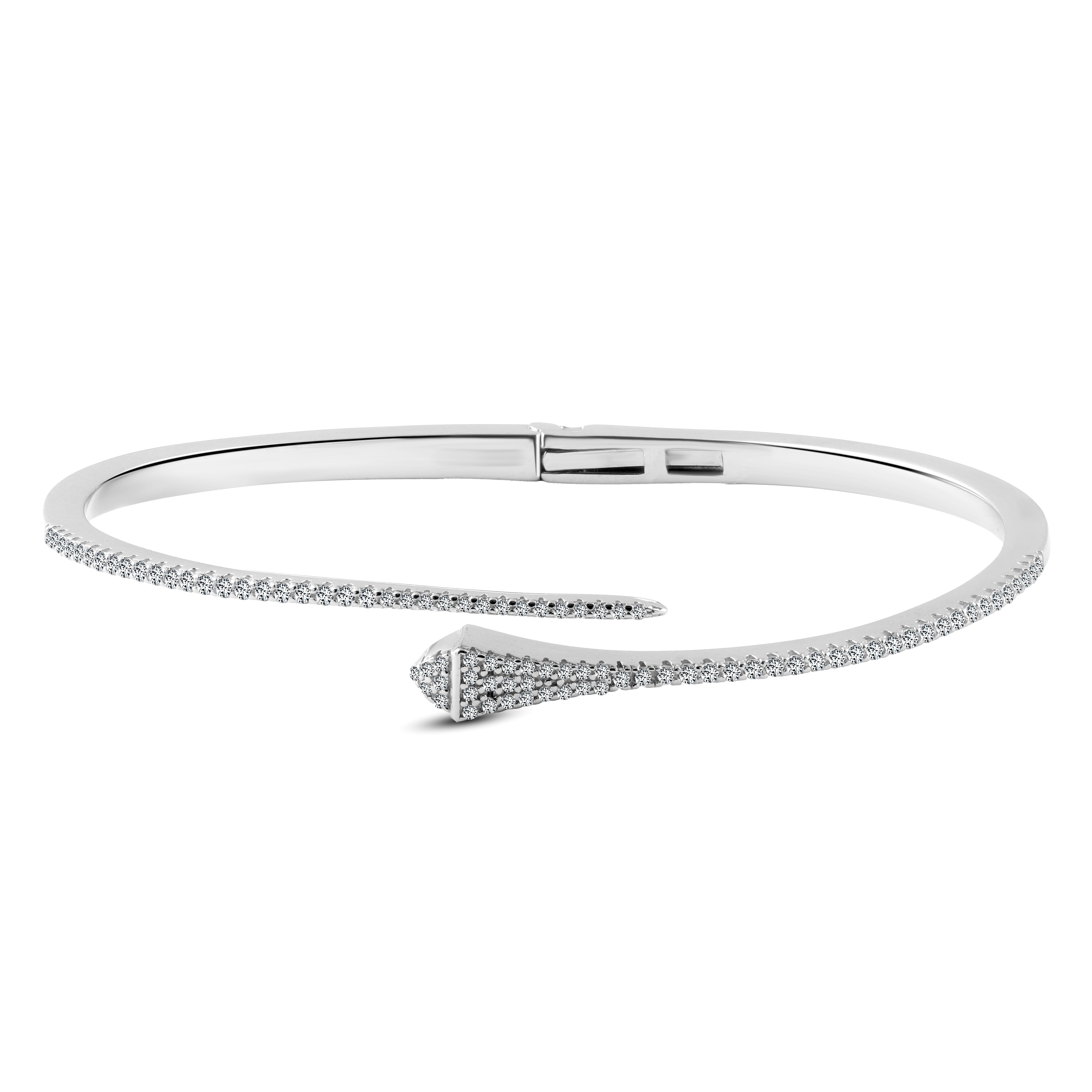 Classic Zircon 925 Silver Bangle and Ring Set 