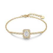 Luxury Rectangular Stone Bracelet Adorned with Zircon Stones – 925 Silver Gold Plated