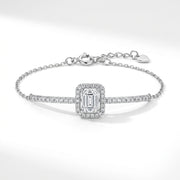 Luxury Rectangular Stone Bracelet Adorned with Zircon Stones – 925 Silver
