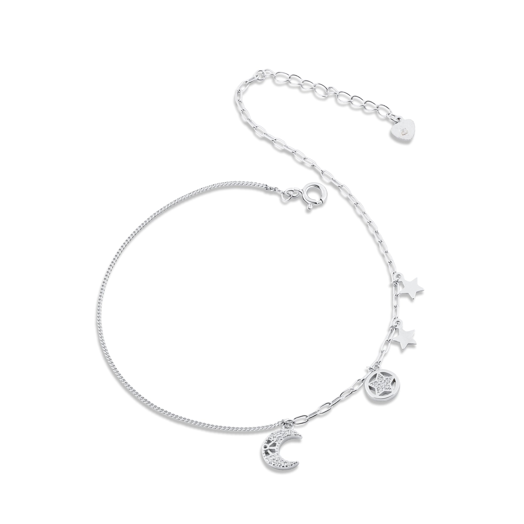 خلخال "قمر ونجوم بفصوص لامعة" فضة عيار 925