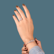 طقم فضة 925 إسورة وخاتم بتصميم أوراق