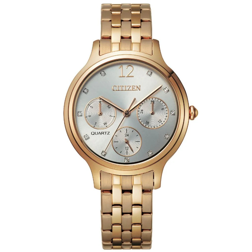 Citizen Wrist Watch For Women 35 Mm Stainless Steel With Gold Strap ED8183-54A