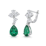 925 Silver Earrings with Pear-Shaped Green Stone