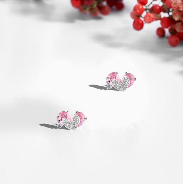 "Pink Hearts Magic" 925 Silver Earrings 